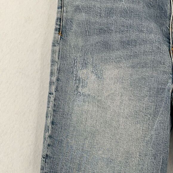 Anthropologie Pilcro Light Wash Blue Denim Mid-Thigh Frayed Bermuda Shorts Sz 29 - Picture 5 of 10